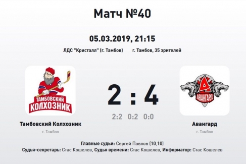 18+. "Тамбовский колхозник" уступил Авангарду