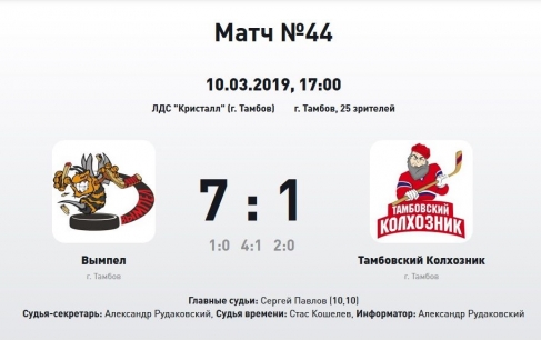 18+. "Вымпел" не оставил шансов "Тамбовскому колхознику"